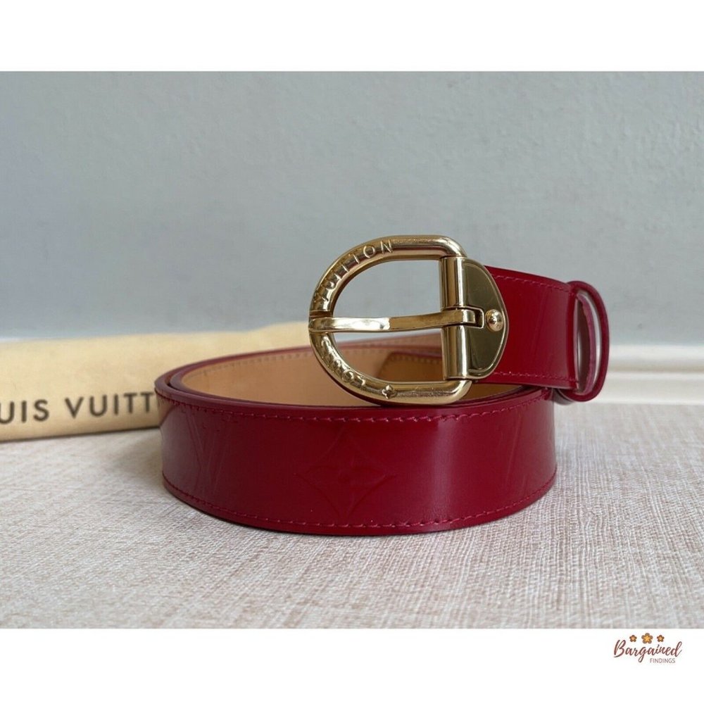 Authentic Louis Vuitton Pomme D'Amour Monogram Vernis LV Frame Belt Size 80/32 - Picture 3 of 13